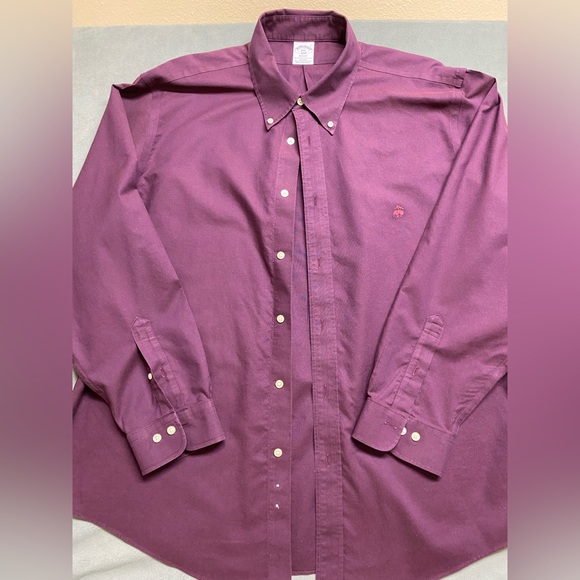 Brooks Brothers Shirt Mens 2XL Maroon Regent Fit Supima Cotton Long Sleeve - Picture 6 of 15